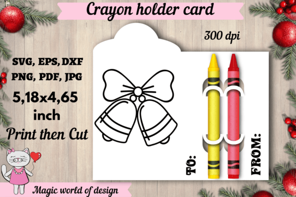 Christmas Bell Coloring Card Svg, Crayon Graphics