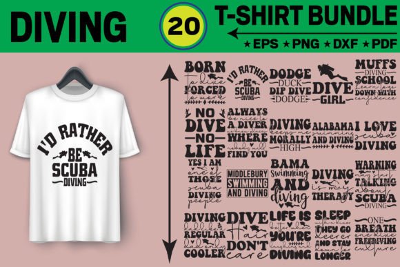 Diving T-Shirt Design Bundle: Graphics and T-Shirt Designs