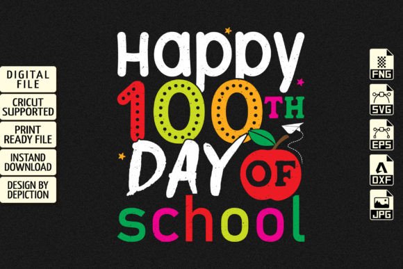 Happy 100th Day of School Apple T-Shirt Graphics