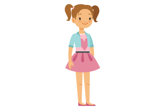 Happy School Girl in Dress: Graphics for Local Branding