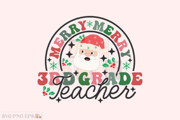 Merry 3rd Grade Teacher Christmas PNG Graphics
