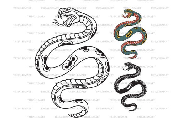 Old School Style Tattoo Snake
