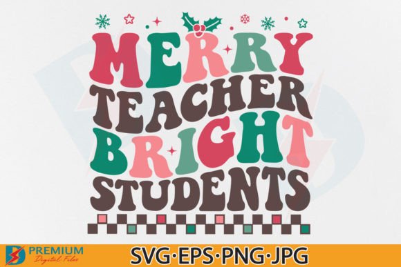Retro Christmas Teacher PNG: Graphics for T-Shirt Designs