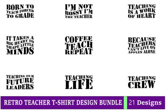 Retro Teacher T-shirt Design Bundle