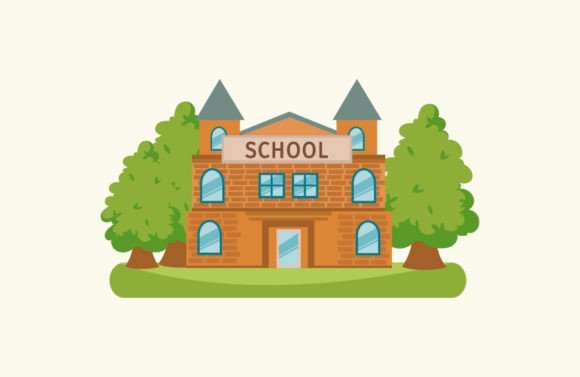 School Building Vector Icon-1: Graphics & Icons for Branding