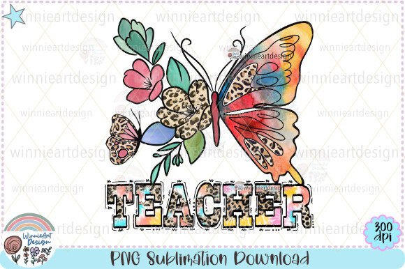 Teacher Life Retro Flowers Butterfly PNG Graphics